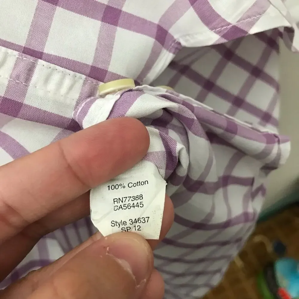 J Crew Windowpane Plaid Purple Button Down Shirt